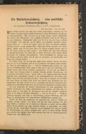 ¬Die¬ Anstaltserziehung - eine praktische Lebenserziehung
