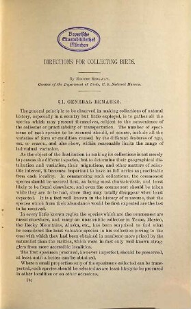 Directions for collecting birds