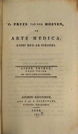 De arte medica : libri duo ad tirones, 1,1. De inflammationibus