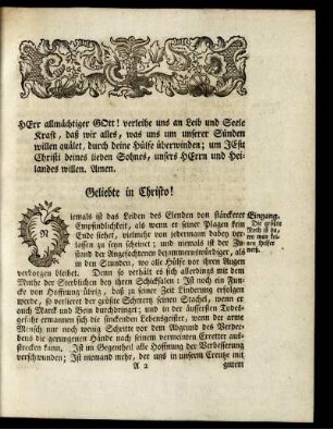 Herr allmächtiger Gott! ... Geliebte in Christo!