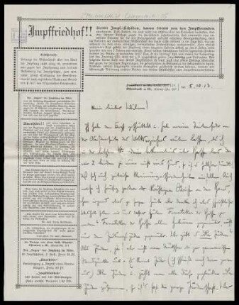 Brief von Hugo Wegener an Wilhelm Schwaner 
