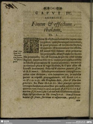 Caput IV. Annectit Finem & effectum thalami