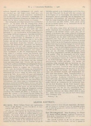 183-186 Kleine Kritiken