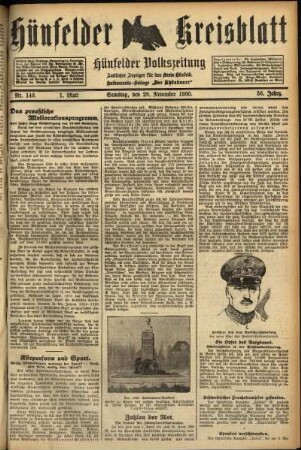 Erste Ausgabe vom Samstag, den 29. November 1930.