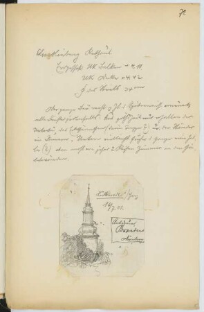 Kirchturm, Hüttenrode: Detail (aus: Skizzen- und Fotoalbum 17)