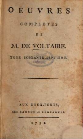 Oeuvres Complètes De M. De Voltaire, 67. Facéties