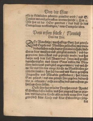 Vom ersten stücke/ Nemlich Von der Lere.