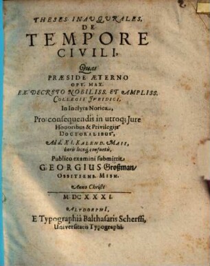 Theses inaug. de tempore civili