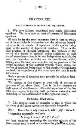 Chapter XIII - XV. Simultaneous differential equations. Partial differential equations. Equations of the second order.