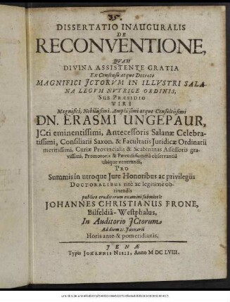 Dissertatio Inauguralis De Reconventione