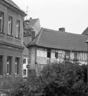 Borna. Martin-Luther-Platz. Fachwerkgebäude