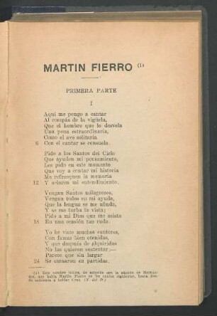 Martín Fierro - Primera Parte