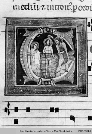 Initiale E mit der Taufe Christi - Antiphonarium proprium de tempore et Commune Sanctorum