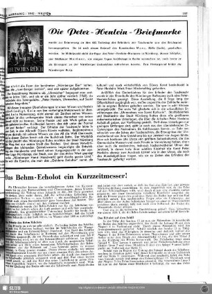 Das Behm-Echolot ein Kurzzeitmesser!