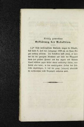 Nöthig gewordene Erklärung der Redaktion