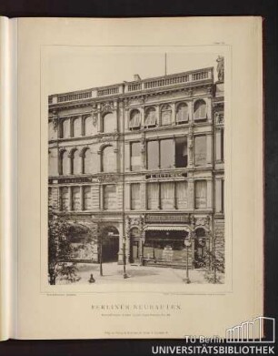 Tafel 19. Geschäftshaus Gustav Lohse Jäger-Strasse No. 46.