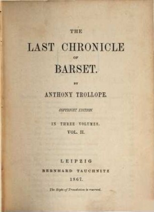 The last chronicle of Barset, 2