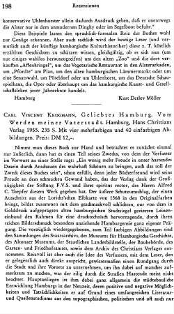 Krogmann, Carl Vincent :: Geliebtes Hamburg, vom Werden meiner Vaterstadt : Hamburg, Christians, 1955