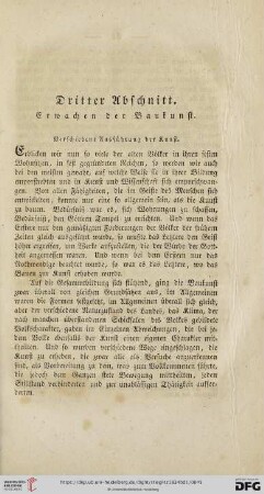 Dritter Abschnitt: Erwachen der Baukunst