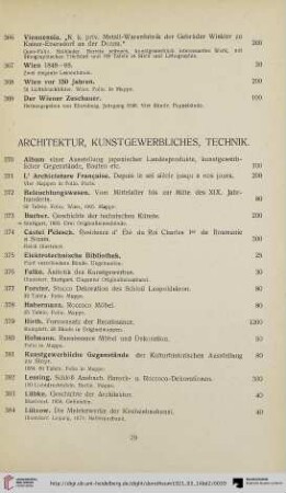 Architektur, Kunstgewerbliches, Technik (Nr. 370-393)