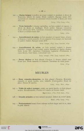 Meubles (Nr. 126-139)