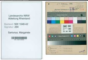 Entnazifizierung Margarete Sartorius , geb. 20.04.1891 (Kontoristin)