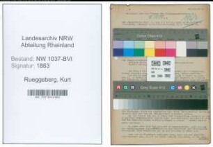 Entnazifizierung Kurt Rueggeberg , geb. 30.05.1909 (Angestellter)