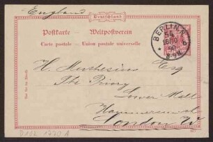 Schreiben an Hermann Muthesius (Postkarte)