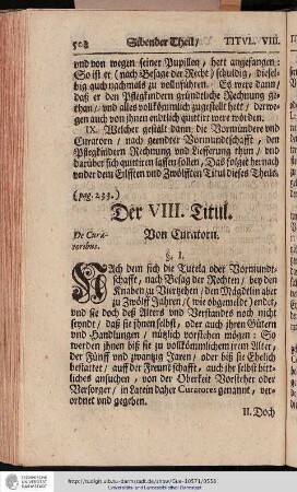 Der VIII. Titul. Von Curatoren