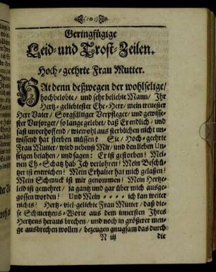 Geringfügige Leid- und Trost-Zeilen.