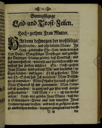 Geringfügige Leid- und Trost-Zeilen.