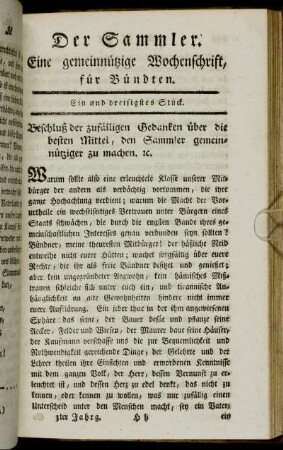 Ein und dreisigstes Stück.