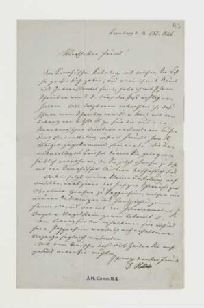 Brief von Joseph Heller an Gottlieb Abraham Frenzel