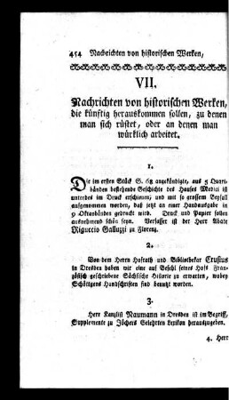 Nachrichten von historischen Werken, die künftig herauskommen sollen, zu denen man sich rüstet, oder an denen man würklich arbeitet