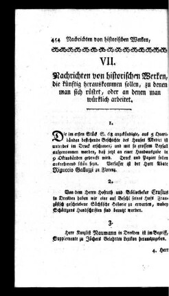 Nachrichten von historischen Werken, die künftig herauskommen sollen, zu denen man sich rüstet, oder an denen man würklich arbeitet