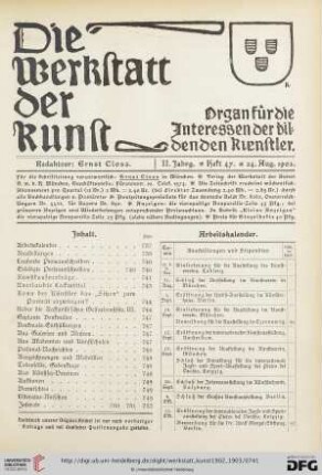 Inhalt / Arbeitskalender / Geplante Ausstellungen / Eröffnete Ausstellungen / Laufende Preisausschreiben / Erledigte Preisausschreiben