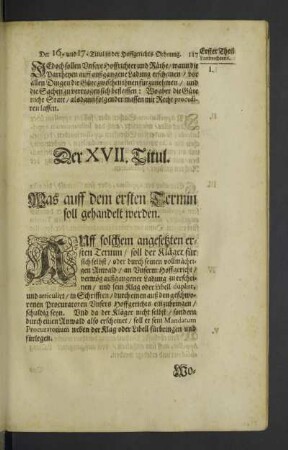 Der XVII. Titul.