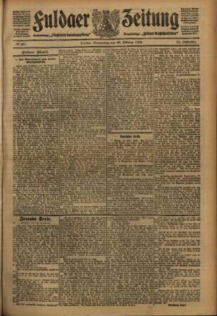 Erste Ausgabe vom Donnerstag, den 28. Oktober 1909.