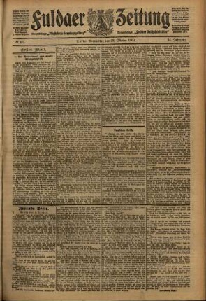 Erste Ausgabe vom Donnerstag, den 28. Oktober 1909.
