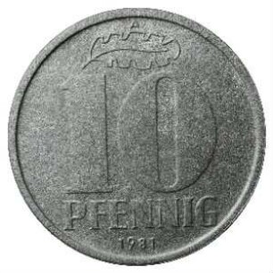 Fundmünze, 10 Pfennig, 1981