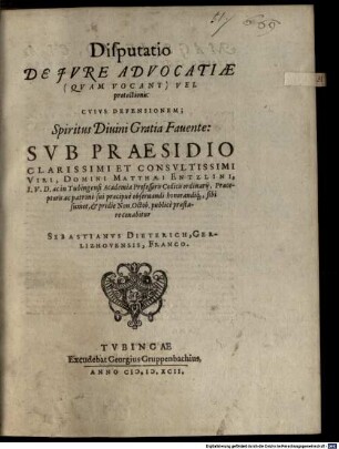 Disp. de iure advocatiae (quam vocant) vel protectionis