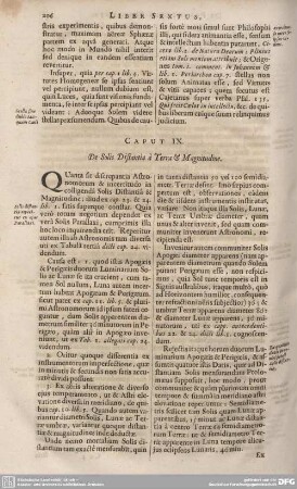 CAPUT IX. De Solis Distantia à Terra & Magnitudine.