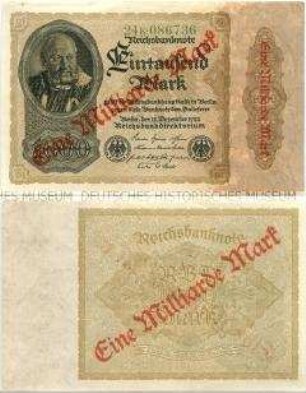 Reichsbanknote, 1 Milliarde Mark Überdruck auf 1000 Mark