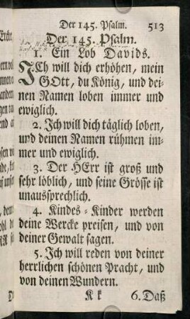 513-527, Der 145. Psalm. - Der 150. Psalm.