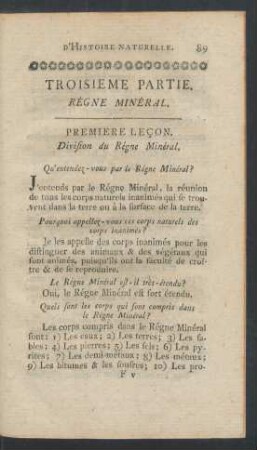 Troisième partie. Régne minéral.