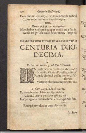 Centuria Duodecima.