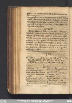 Sect. XII. de Prudentia Statum Civitatis Monarchicae, Et In Fa Statum Imperantium, Conservandi.