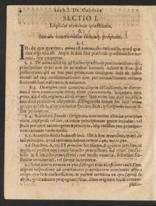 Sectio I. Explicat terminos quaestionis, & Statum controversiae sedemq[ue] proponit.