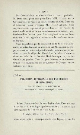 Projection Orthogonale sur une surface de Révolution.