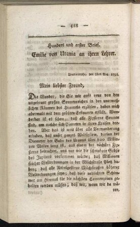 Hundert und erster Brief - Hundert und fünfter Brief